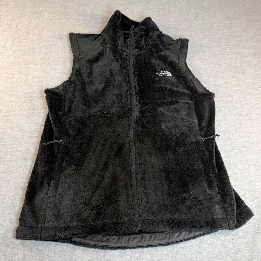 The North Face Womens Fleece Vest Black Full Zip Large Logo